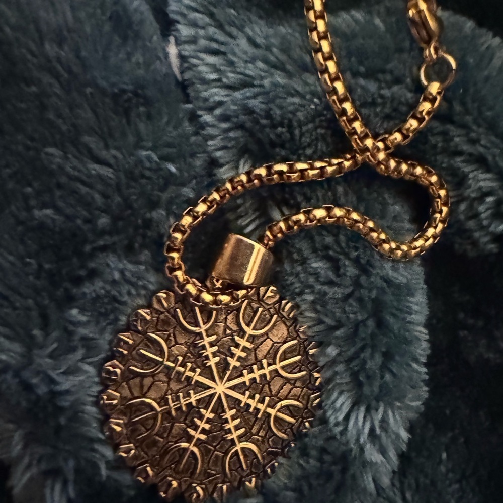 Gold PlatedPendant Necklace with Norse Vikings Design